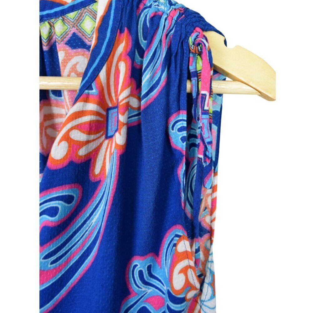 HALE BOB MULTI-COLOR BLUE GEOMETRIC SLEEVELESS TOP - Picture 5 of 9